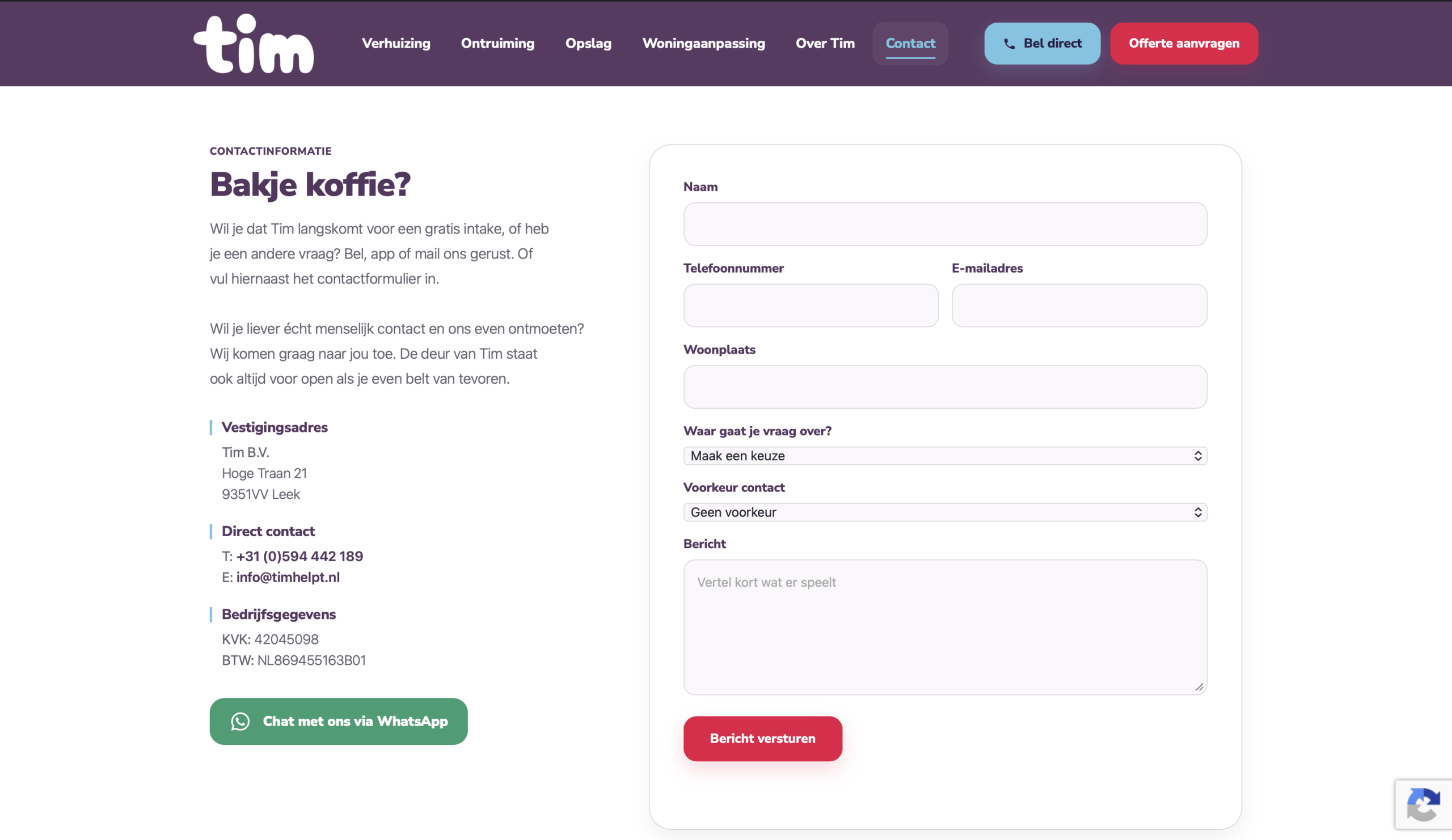 Contactpagina van Timhelpt