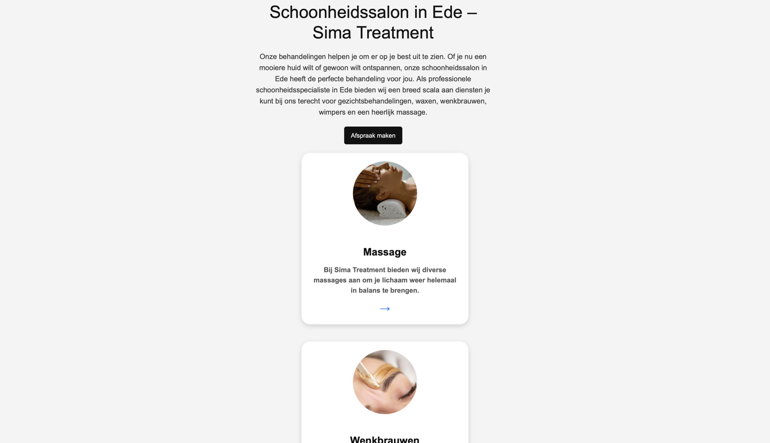 Homepage van Sima Treatment, schoonheidssalon in Ede